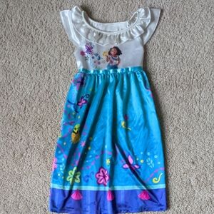 Disney Blue and White Dress with Floral Accents